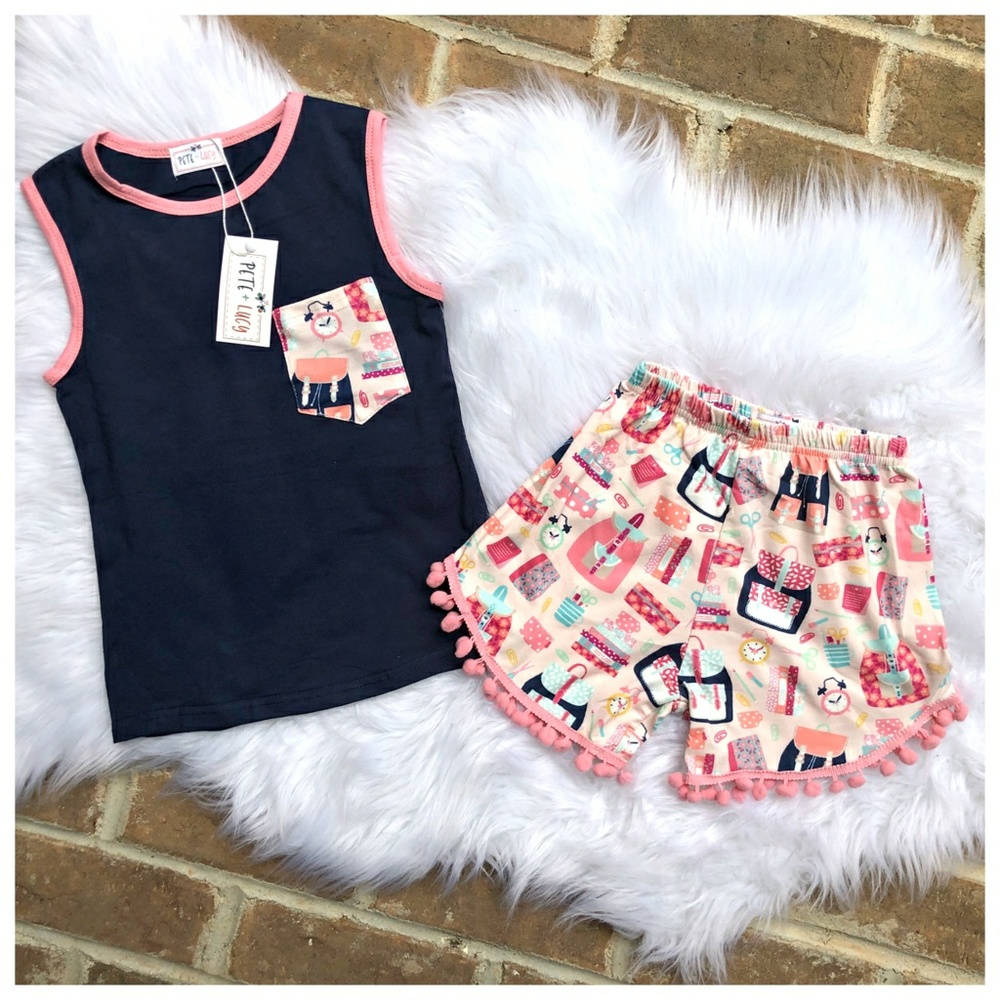 Back to School Pom Shortie Set
